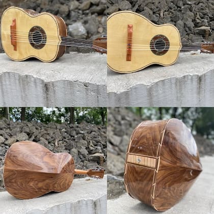 El tío abuelo de Manuel, Candelas, hizo la primera guitarra tallada a partir de una pieza sólida de caoba hondureña