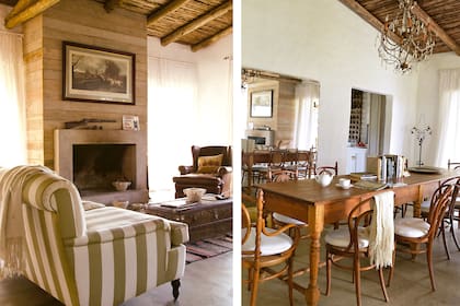 El tiro de la chimenea se revistió con maderas originales de la casa y contrasta con los muebles clásicos ingleses.