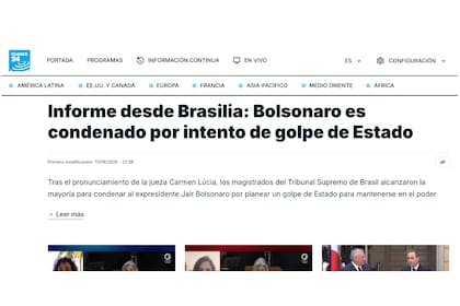 El titular de France 24, sobre la condena a Jair Bolsonaro