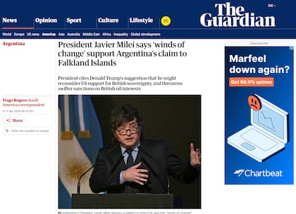 El titular de The Guardian sobre el discurso de Milei