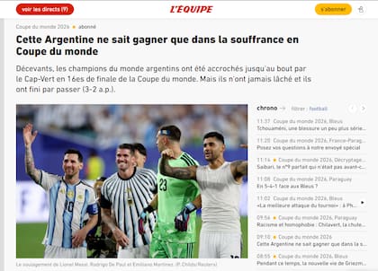 El titular del diario galo L'Équipe.