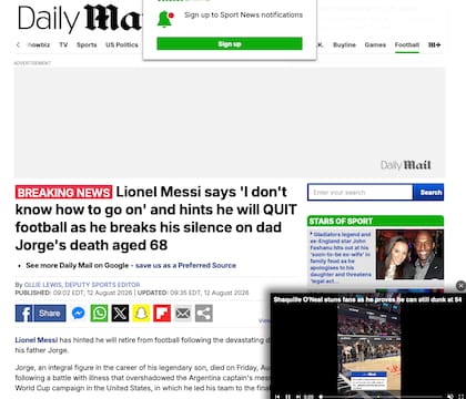 El título de Daily Mail sobre la carta de Lionel Messi