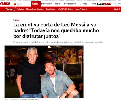 El título de MARCA sobre la carta de Lionel Messi