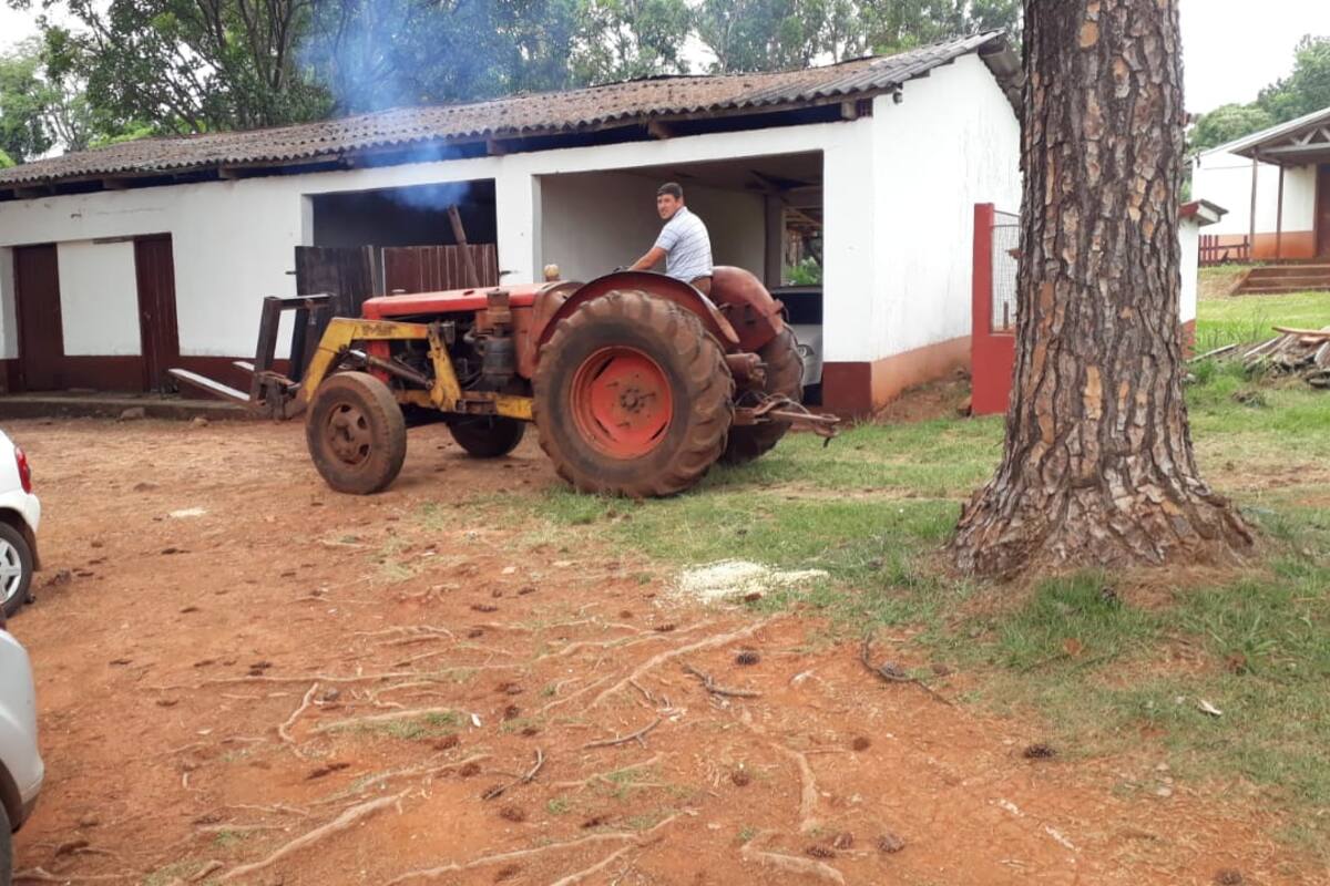 El tractor es marca Hanomag, que se fabricaba en la localidad santafesina de Granadero Baigorria hasta comienzos de la década del 70 bajo licencia de esa marca alemana. Gentileza productores