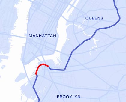 El tramo de la Brooklyn-Queens Expressway que es controlado por la Ciudad de Nueva York y que se rerá recuperado, según el plan de Mamdani