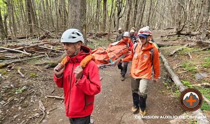 El traslado de heridos en zonas de bosque exige coordinación y puede demandar largas horas de trabajo en terreno
