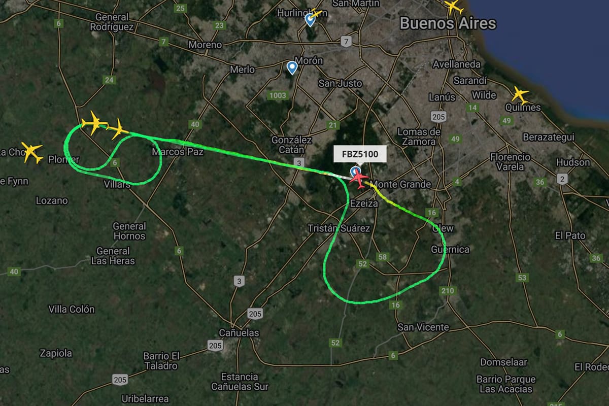 El trayecto del vuelo que debió regresar a Ezeiza