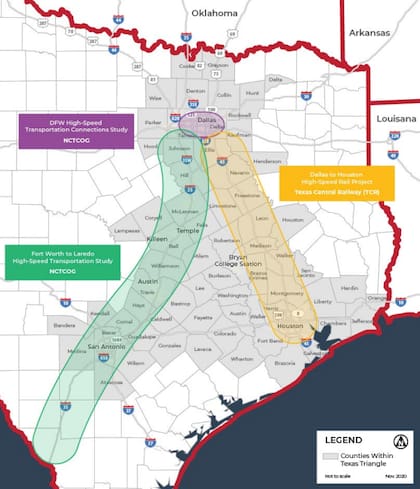 El triángulo de transporte de alta velocidad que busca concretar el estado de Texas
