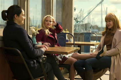 El trío central de Big Little Lies: Celeste (Nicole Kidman), Madeline (Reese Witherspoon) y Jane (Shailene Woodley). En la segunda temporada, el personaje de Meryl Streep llegará para poner en crisis la vida de las protagonistas.