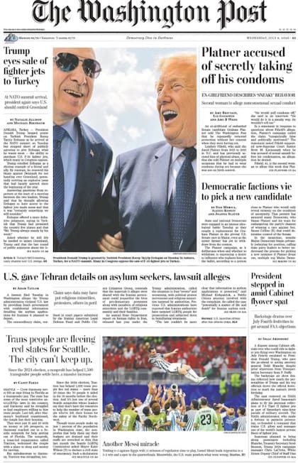 El triunfo y posterior festejo de la selección en la portada de The Washington Post