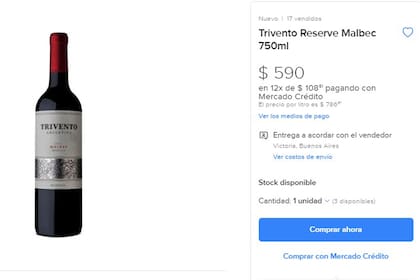 El Trivento Reserve Malbec se vende en la Argentina desde los 590 pesos, cuando en el Reino Unido vale ocho libras (más de 1000 pesos argentinos)
