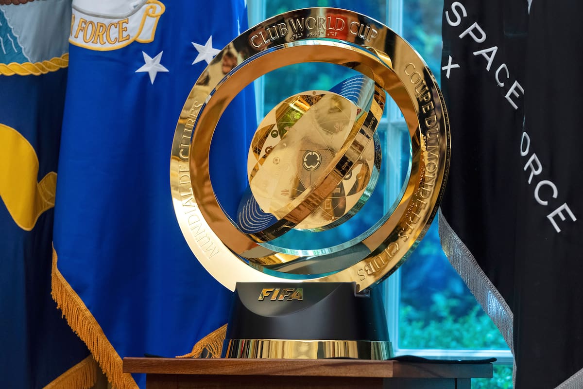 El trofeo del Mundial de Clubes que quedará en manos del equipo que se consagre campeón en la final del 13 de julio
