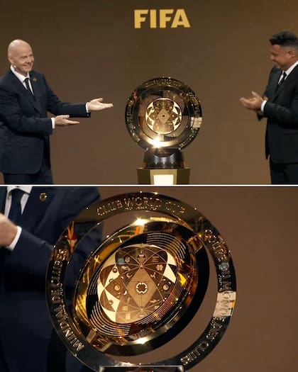 El trofeo tiene un secreto, y mediante una llave, los discos se desprenden y giran