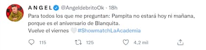 El tuit con el que el periodista explicó los motivos de la ausencia de Pampita a las emisiones de La Academia del martes y miércoles