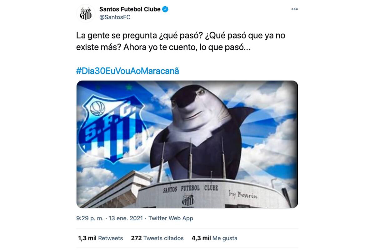 El tuit con el que Santos cargó a Boca luego de eliminarlo de la Copa Libertadores