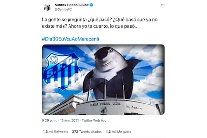 Apenas habían pasado unos minutos del final del partido cuando Santos publicó este tuit, que no borró.