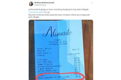 El tuit con el ticket de un restaurante que se volvió viral