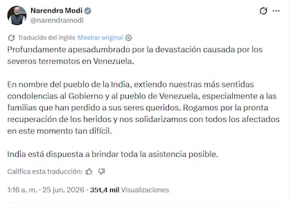 El tuit de Modi
