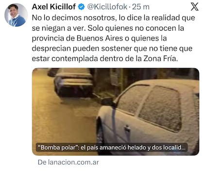 El tuit de Kicillof