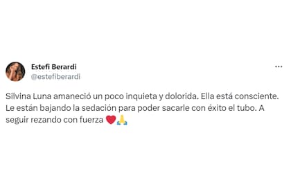 El tuit de Estefi Berardi sobre la salud de Silvina Luna
