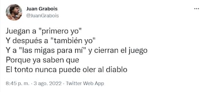 El tuit de Grabois tras la asunción de Massa en Economía (Foto: Twitter @JuanGrabois)
