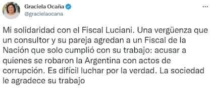 El tuit de Graciela Ocaña