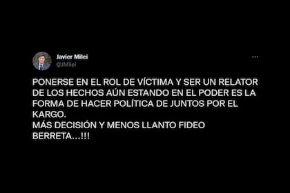 El tuit de Javier Milei contra Horacio Rodríguez Larreta