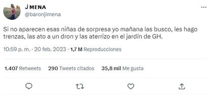 El tuit de Jimena Barón contra la producción de Gran Hermano