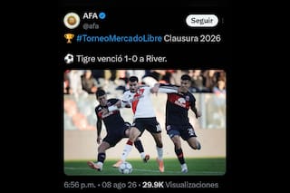 La AFA hizo un posteo con la foto del penal no sancionado a Correa en Tigre-River, pero luego lo borró