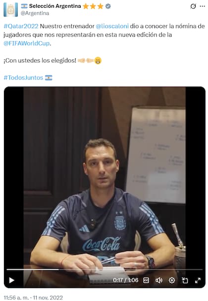 El tuit de la selección argentina hace tres años