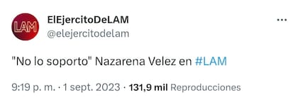 El tuit de LAM tras el comentario de Nazarena Vélez