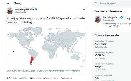 El tuit de María Eugenia Vidal