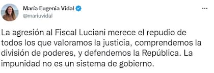 El tuit de María Eugenia Vidal