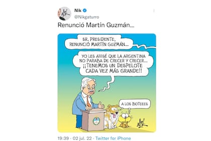 El tuit de Nik contra el Gobierno (Foto: Twitter @Nikgaturro)
