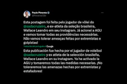 El tuit de Paulo Pimenta, jefe de la Secretaría Especial de Comunicación (Secom) de la Presidencia, en relación al posteo.