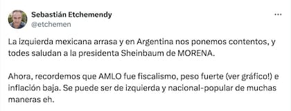 El tuit de Sebastián Etchemendy
