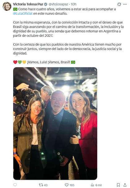 El tuit de Tolosa Paz