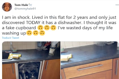 El tuit de Tom Hale en el que cuenta cómo descubrió que tiene un lavavajillas se volvió viral