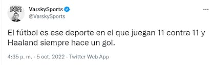 El tuit de Varsky Sports sobre Haaland (Foto: Twitter)