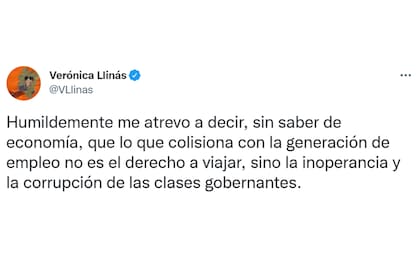 El tuit de Verónica Llinás contra Silvina Batakis