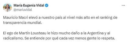 El tuit de Vidal contra Lousteau.