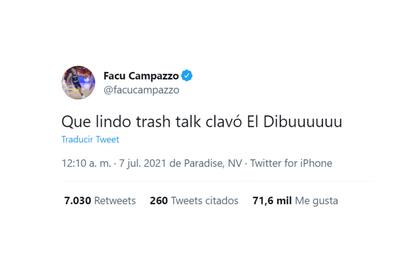 El tuit del base argentino superó los 70.000 me gusta y más de 7000 retuits