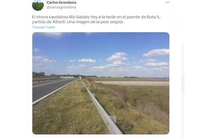 El tuit del productor que habla de las consecuencias de la sequía en el Río Salado