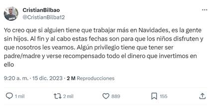 El tuit que desató la polémica en las redes sociales