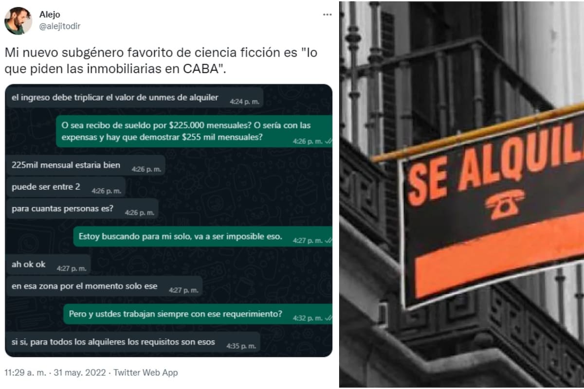El tuit que desató un debate sobre los alquileres en CABA (Foto: Captura de Twitter/Archivo)