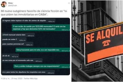 El tuit que desató un debate sobre los alquileres en CABA (Foto: Captura de Twitter/Archivo)