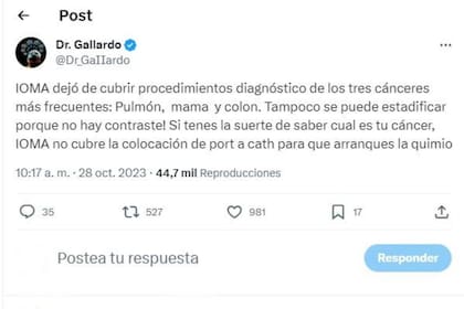 El tuit sobre la crítica situación de Ioma con los insumos médicos que leyó al aire Viviana Valles en LN+