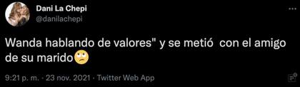El tuit sobre Wanda Nara que publicó la cuenta que se hace pasar por la Chepi