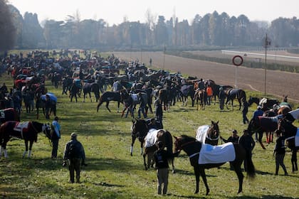 El 28 de junio, la concentración en las pistas de entrenamientos de San Isidro convocó cientos de trabajadores con sus caballos