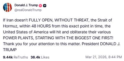 El ultimátum de Trump a Irán
